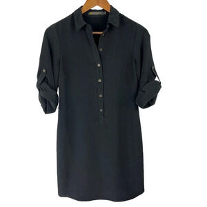 Outback Red Shirt Dress Womens XS Black Button Front Roll Tab Sleeves